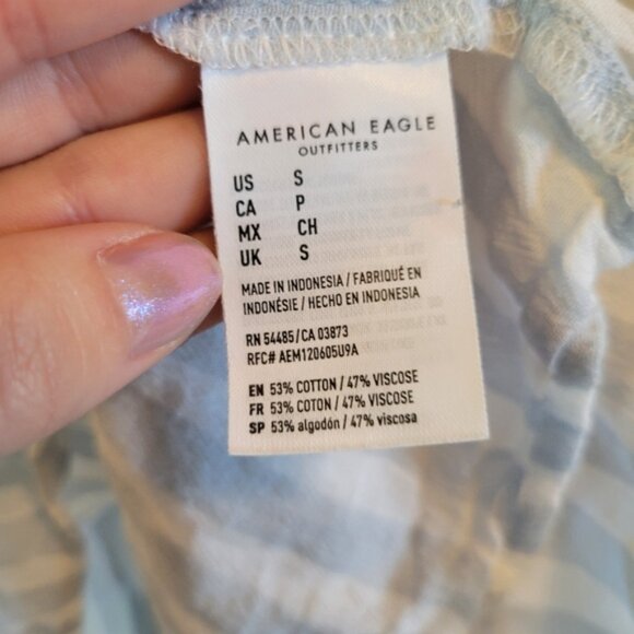 American Eagle Striped White Blue Tank Top - Picture 5 of 6